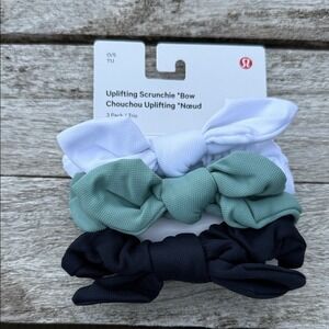 Lululemon Uplifting Bow Scrunchie‎ 3 Pack White • Rip Tide • True Navy NWT